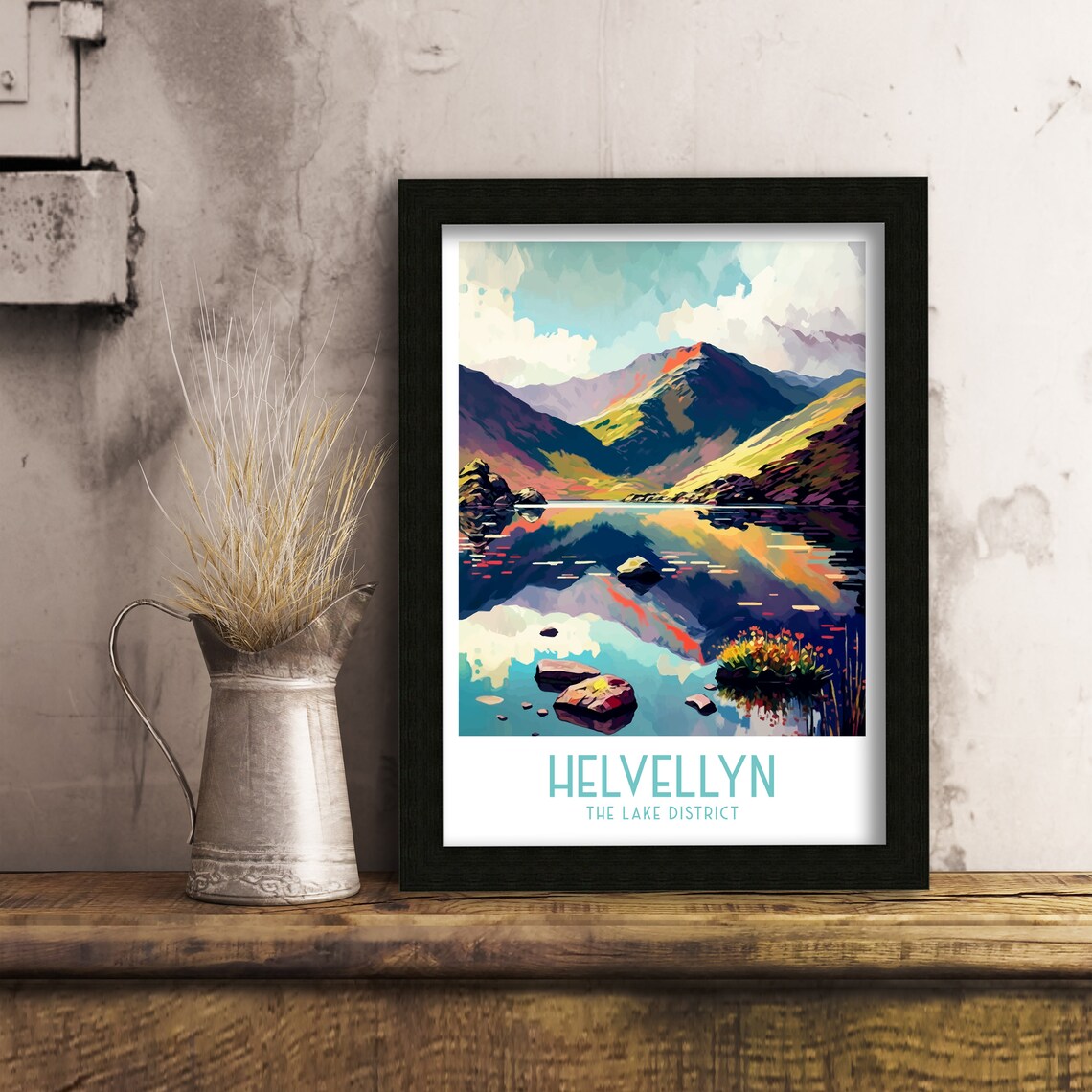 Helvellyn Travel Poster, Lake District Hiking View - Image 3