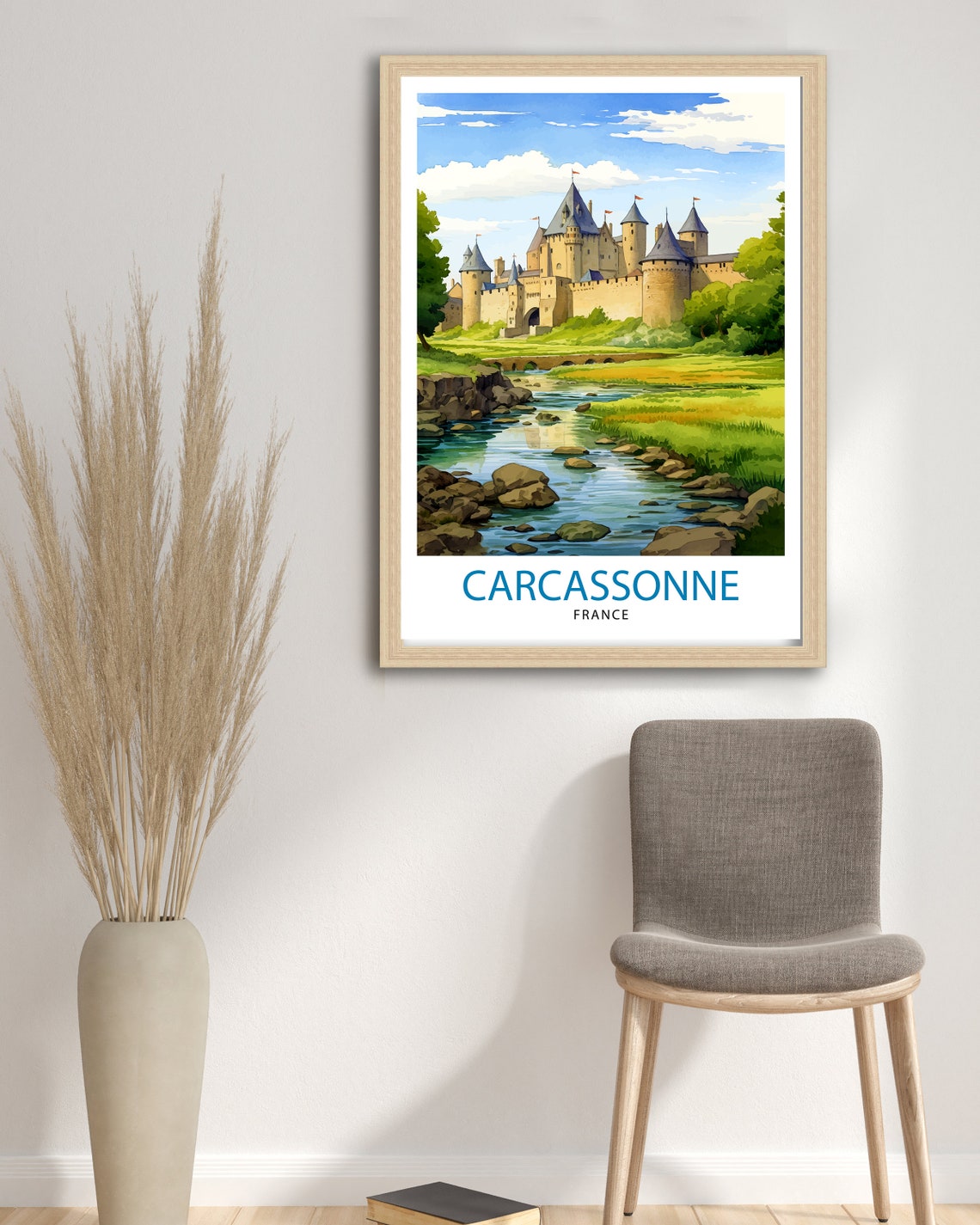 Carcassonne France Medieval Walled Fortress Castle River Poster - Image 3