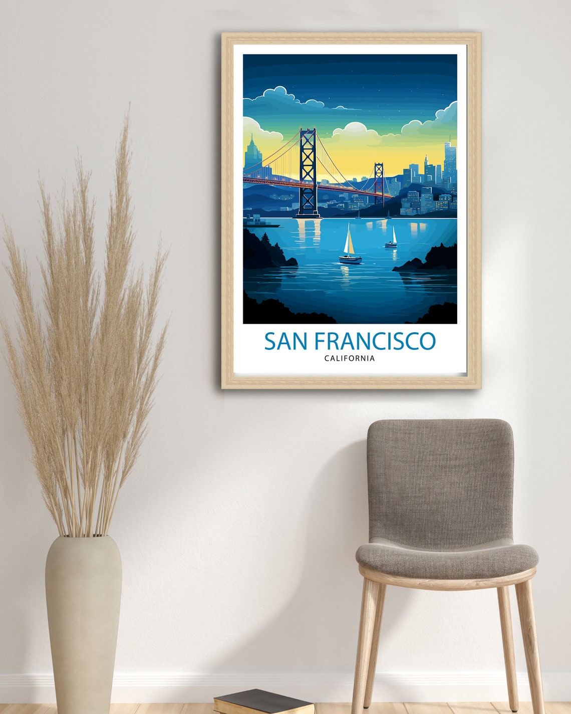San Francisco Bay Bridge Day Cityscape Vintage Travel Poster Art - Image 3