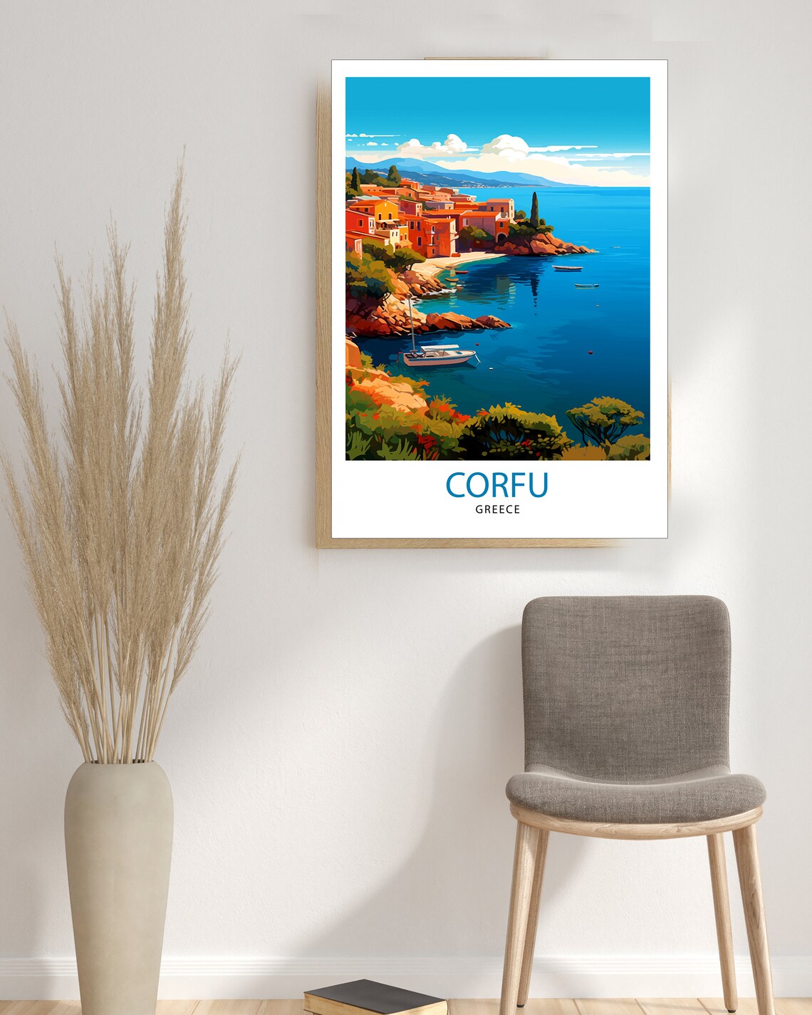 Corfu Greece Ionian Island Coastal Town Harbor Travel Poster - Image 3