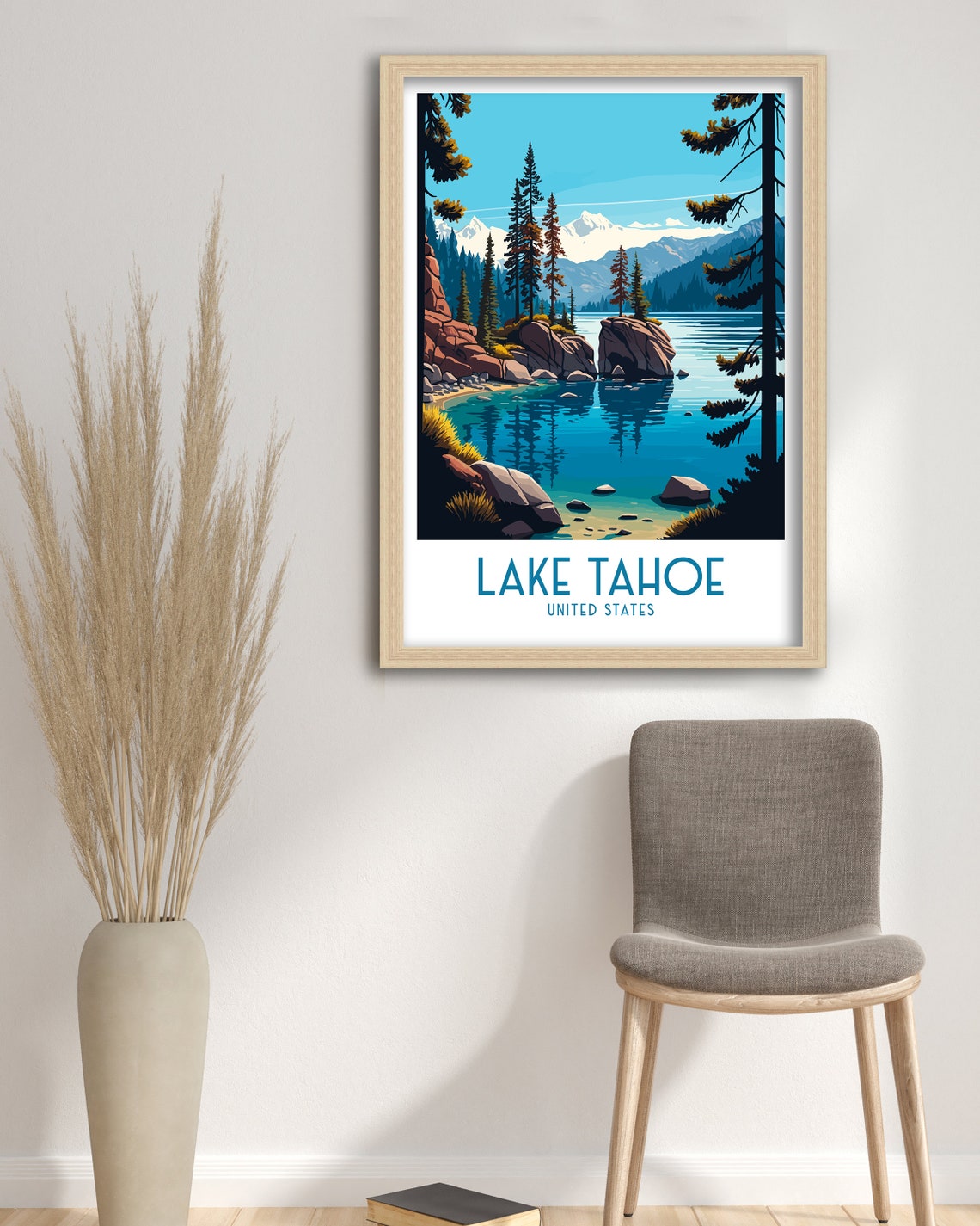 Lake Tahoe Travel Print Lake Tahoe Lake Tahoe Poster Travel Poster Lake Tahoe Wall Art Print Travel Print Wall Art - Image 3