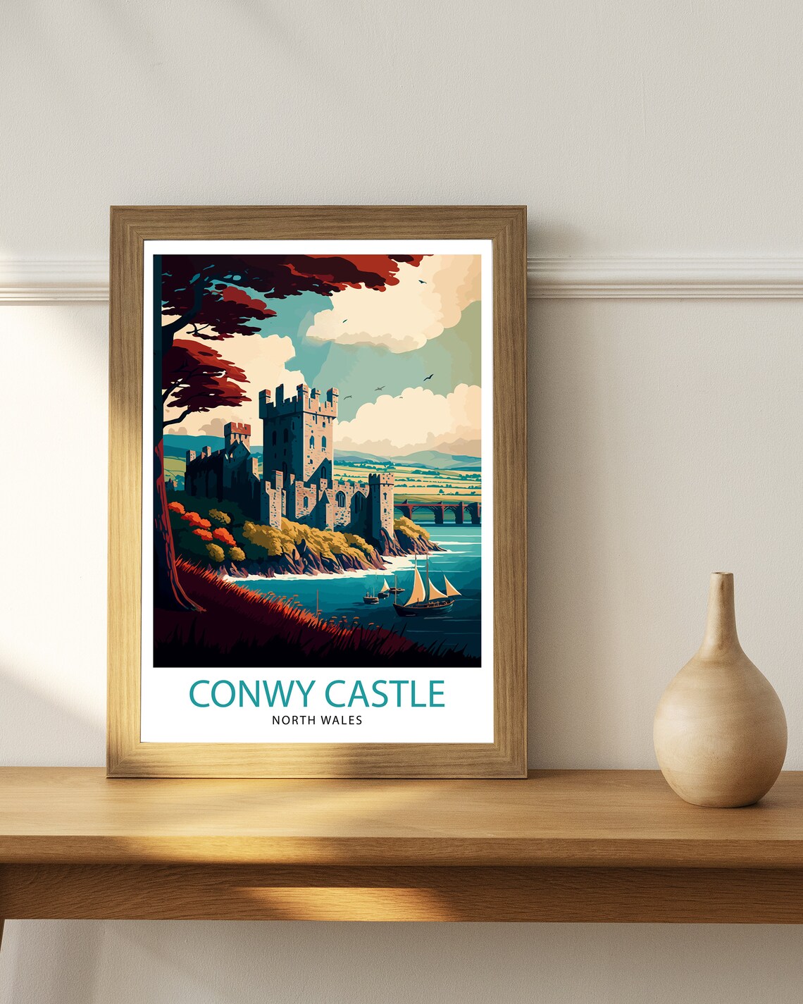 Conwy Castle Travel Poster, Wales Home Decor - Image 2