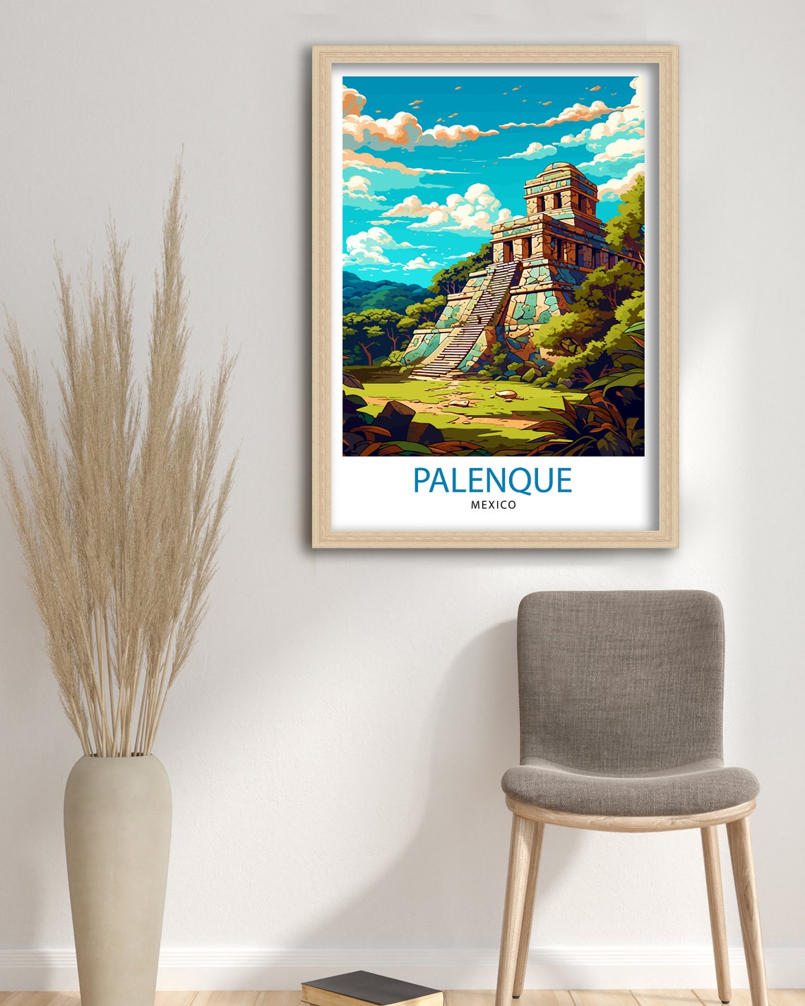 Palenque Mexico Mayan Ruins Pyramid Jungle Travel Art Poster - Image 3