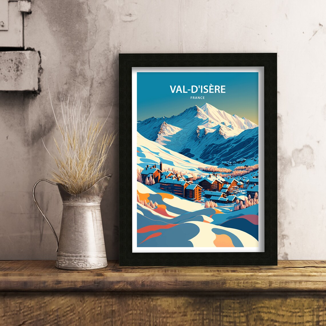 Val Disere Travel Poster, French Alps Skiing Art - Image 2