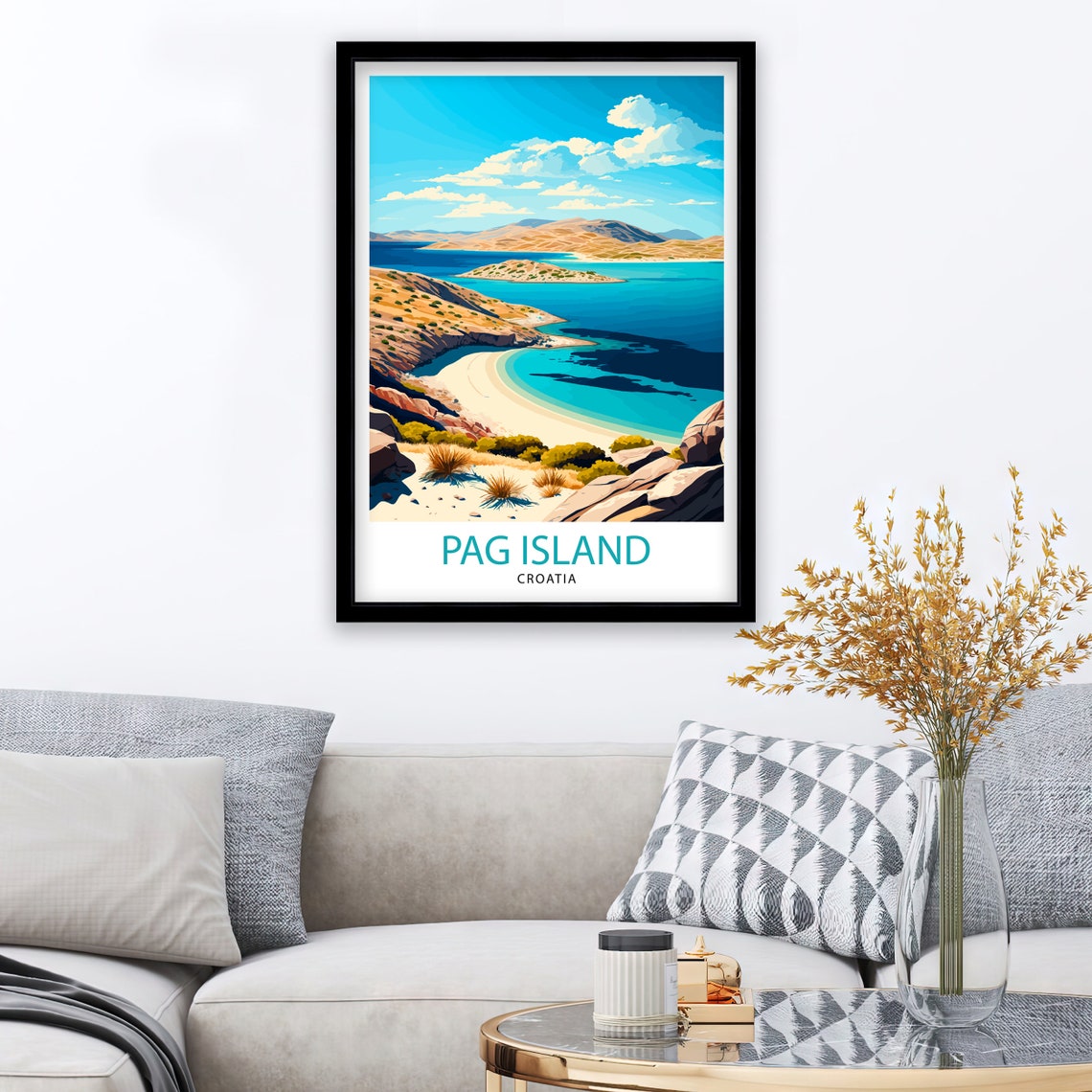 Pag Island Croatia Secluded Rocky Coastline Bay Beach Travel Poster - Image 2