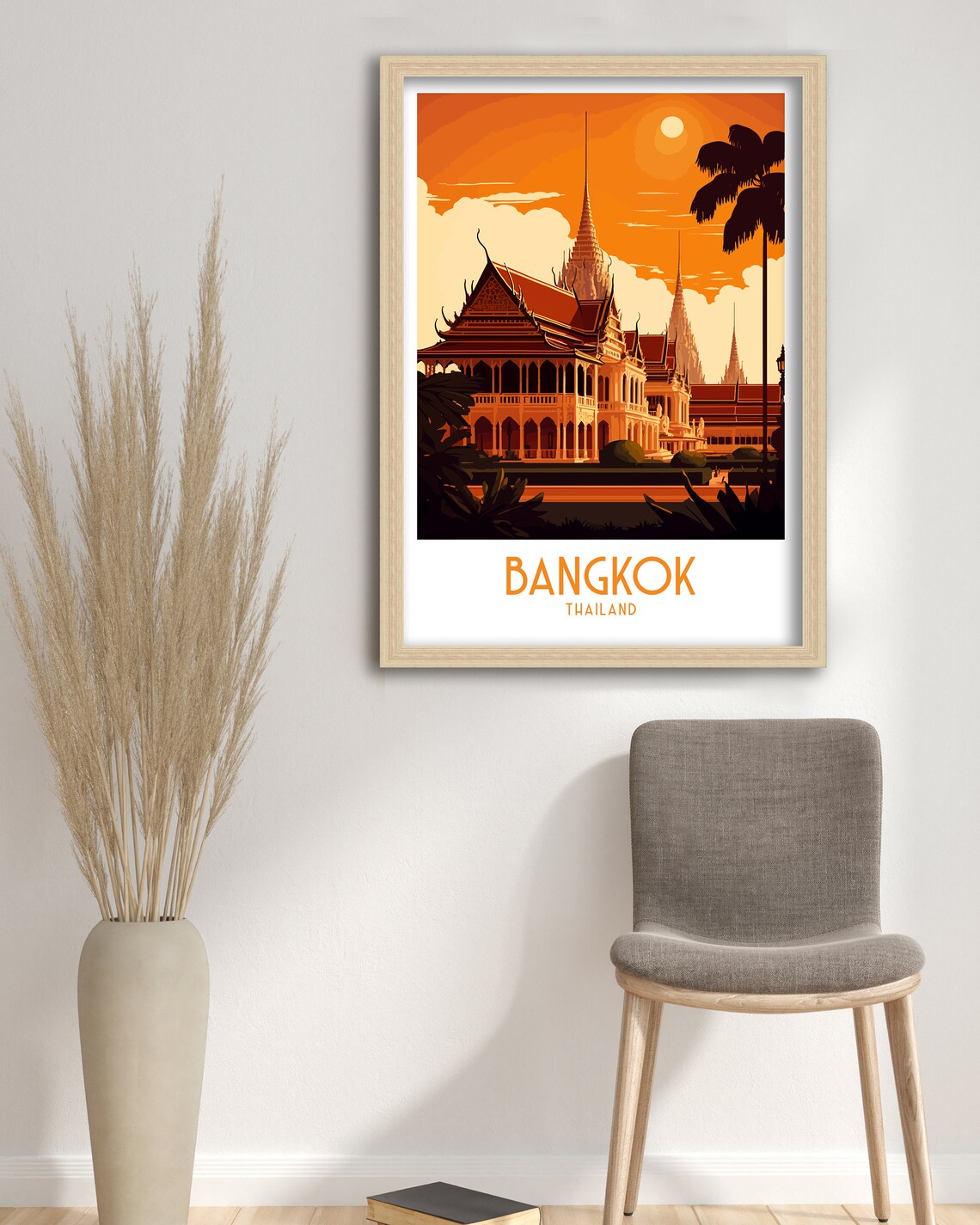 Bangkok Thailand Grand Palace Sunset Temple Palms Travel Poster - Image 3