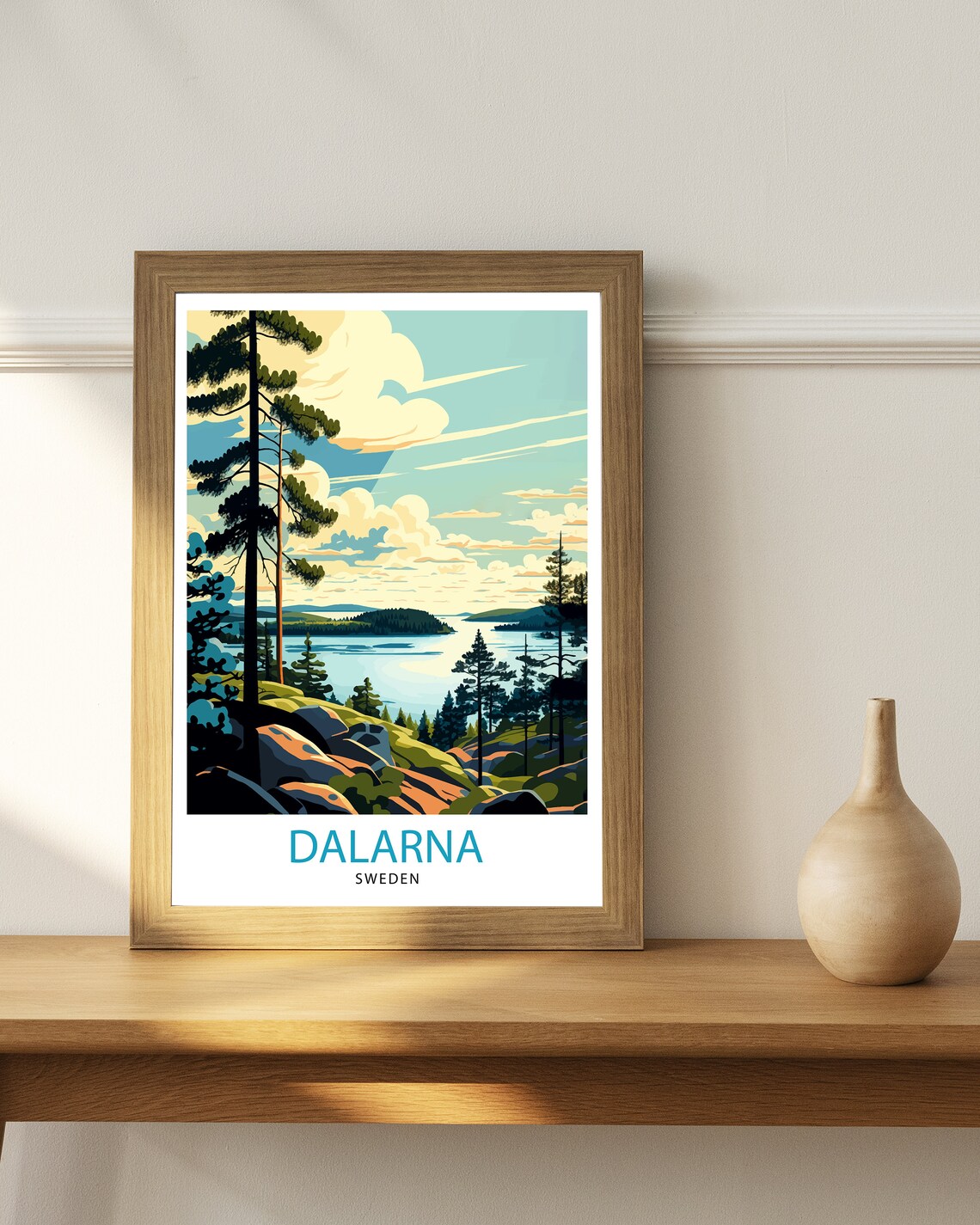 Dalarna Sweden Travel Poster, Swedish Illustration - Image 3
