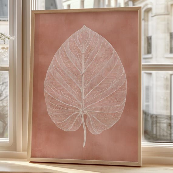 Botanical Bedroom Wall Decor Boho Leaf Art Print Terracotta Nature Motif Minimalist Scandinavian Living Room Poster
