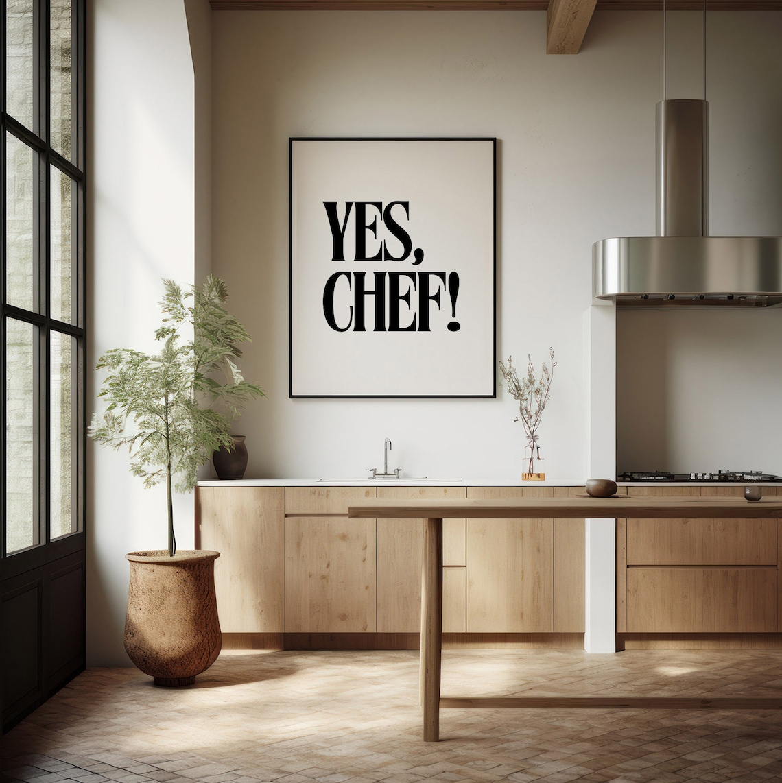 Yes Chef Kitchen Quote Art Print, Housewarming Decor