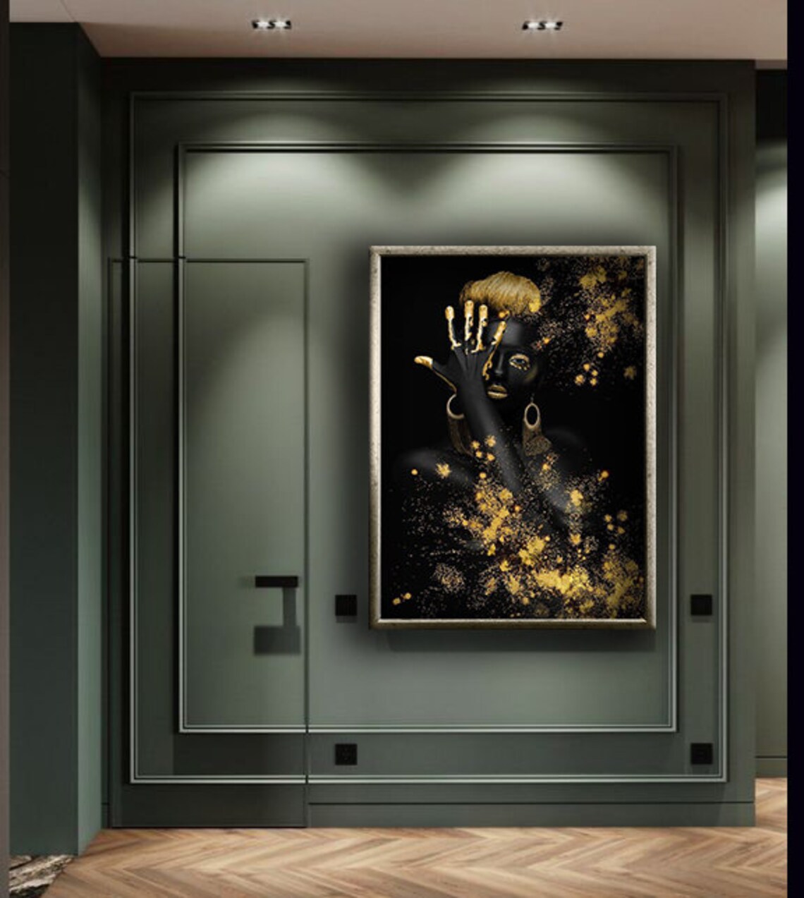 Black And Gold Woman Gold Glitter Portrait Glamorous Wall Art Poster - Image 4