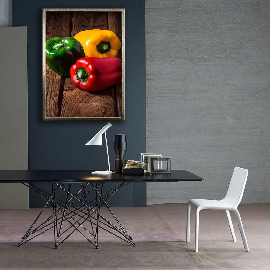 Colorful Bell Peppers Rustic Wood Kitchen Food Photography Art Poster - Image 3