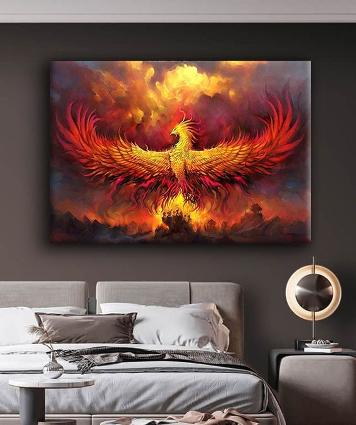 Phoenix Rising From Flames Fiery Orange Mythical Bird Fantasy Poster - Image 2
