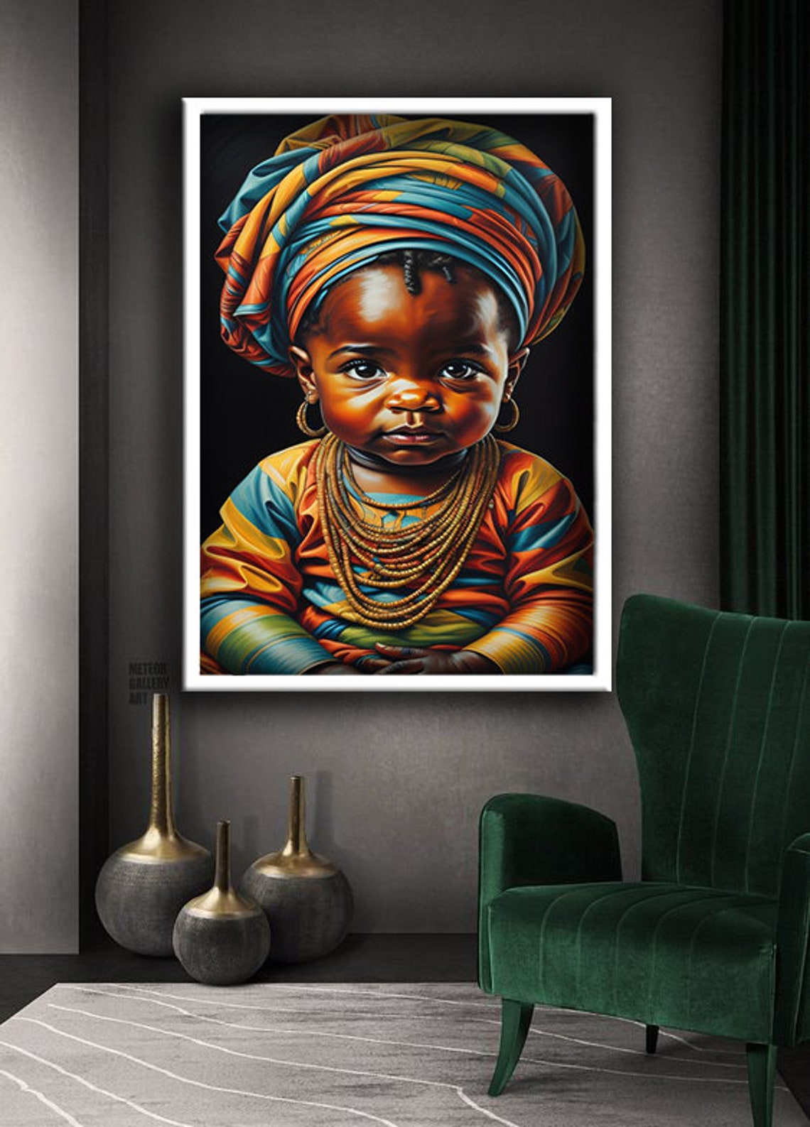 African Baby Painting Black Baby Wall Decor Colorful Baby Local Painting Ready To Hang Painting Home Decorative - Image 3