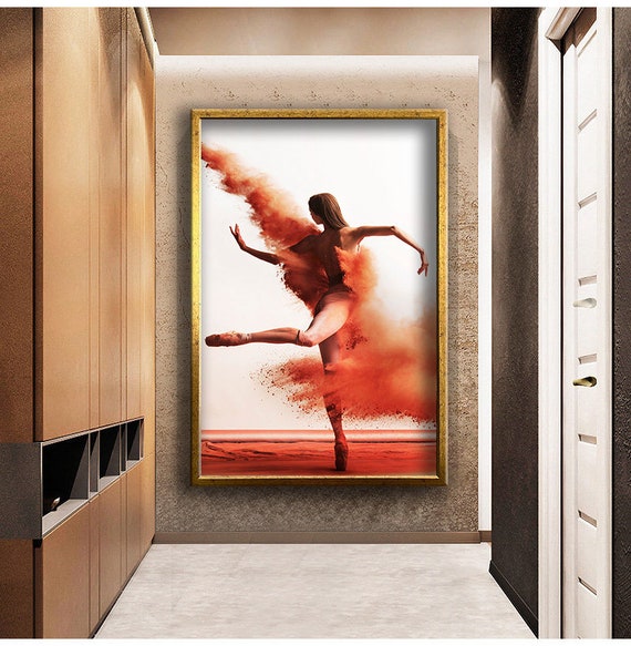 Ballerina Woman Dancing On Red Sands Print Wall Painting Abstract Art Wall Decor Wall Art Ready To Hang Painting