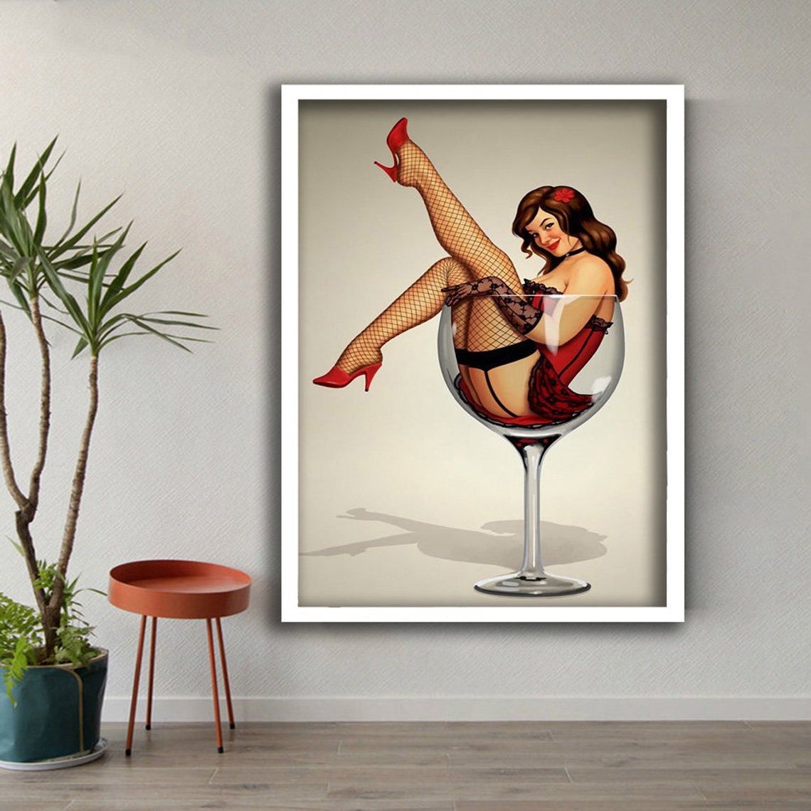 Sexy Woman Painting Woman And Goblet Wall Painting Wall Art Ready To Hang Painting Gift Print - Image 3