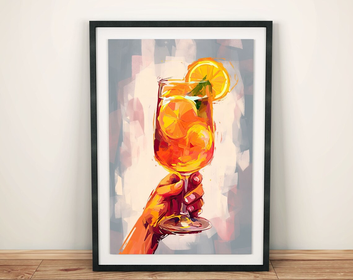 Citrus Cocktail Toast Painterly Hand Holding Spritz Bar Poster