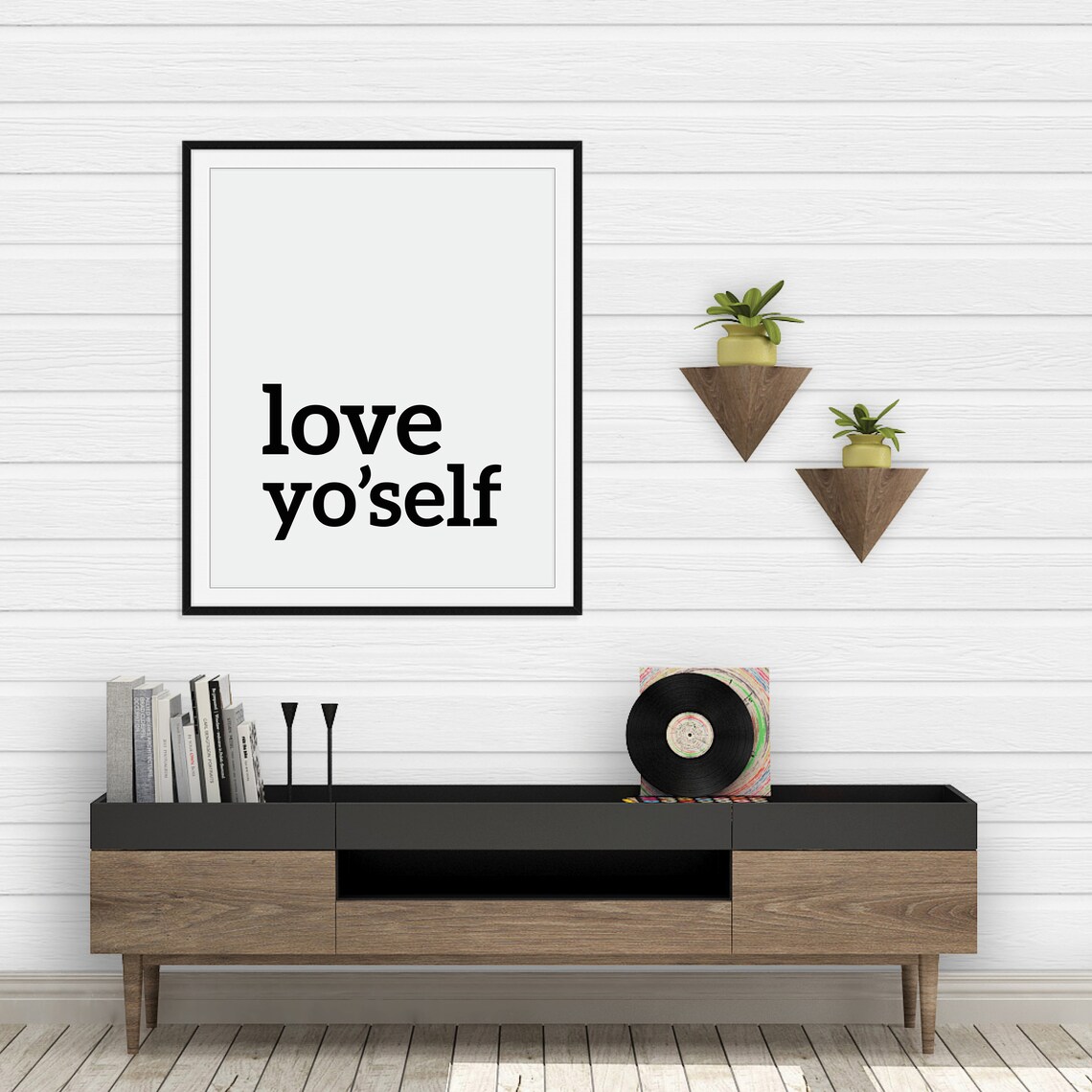 Love Yoself Bold Black Serif Typography Minimalist Self Care Wall Art - Image 3