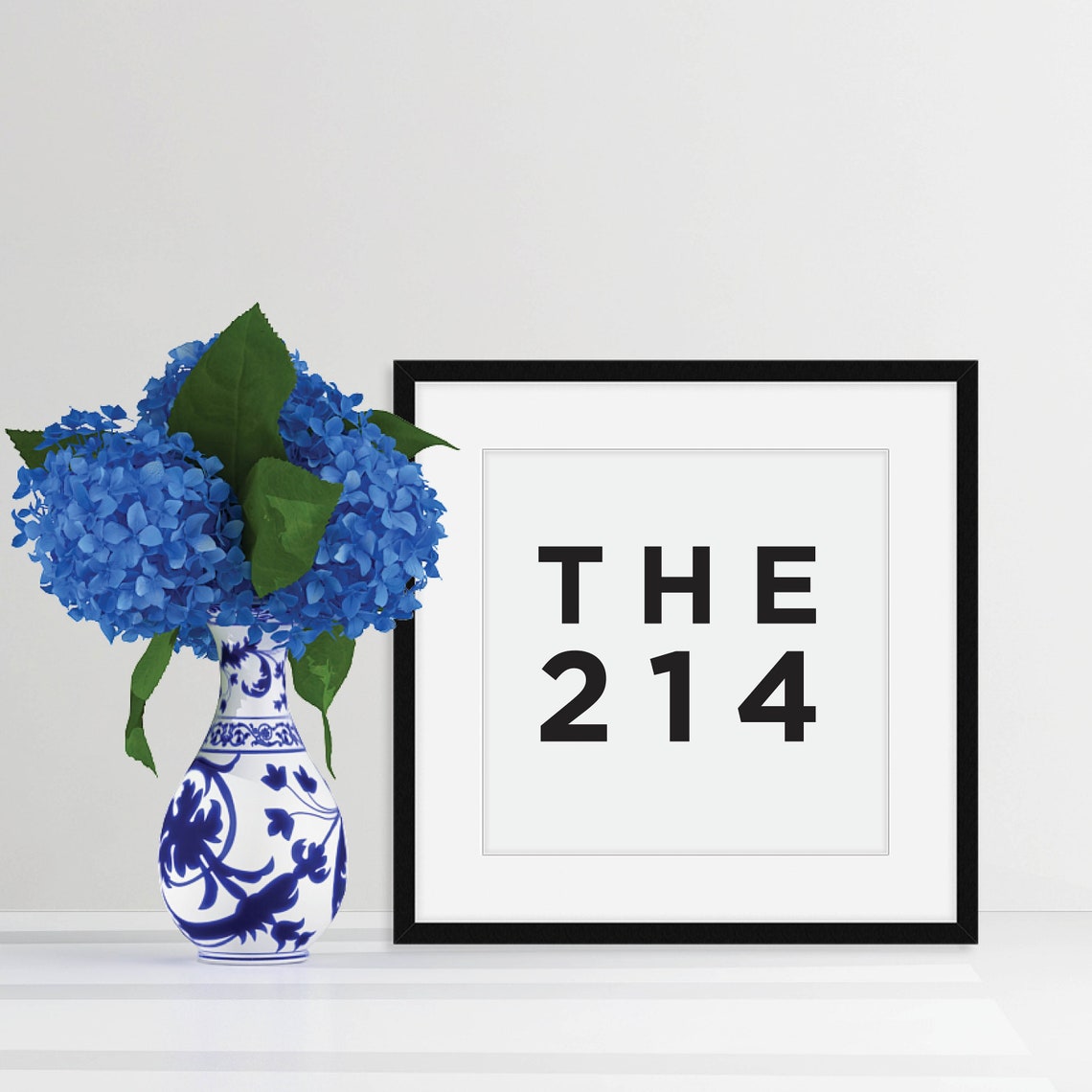 Dallas 214 Area Code Minimalist Typography Poster for Texas Fans - Image 3
