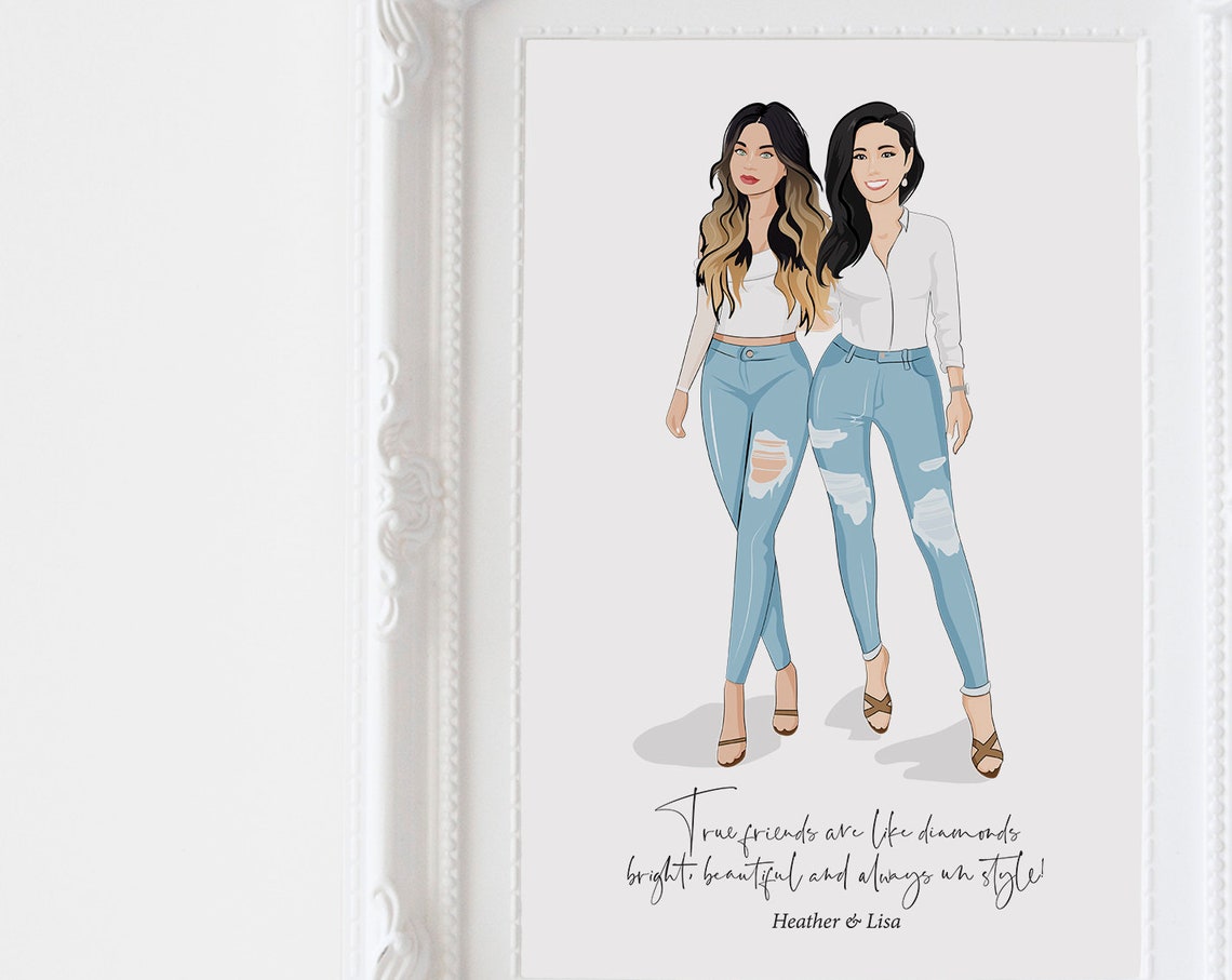 Custom Best Friend Illustration Personalized Best Friend Birthday Gifts Gifts For Best Friend Birthday Gifts For Friend Bff Gift Ideas