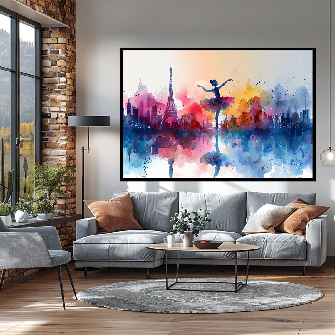 Ballerina Dancer Paris Eiffel Tower Watercolor Dream Art Poster - Image 2