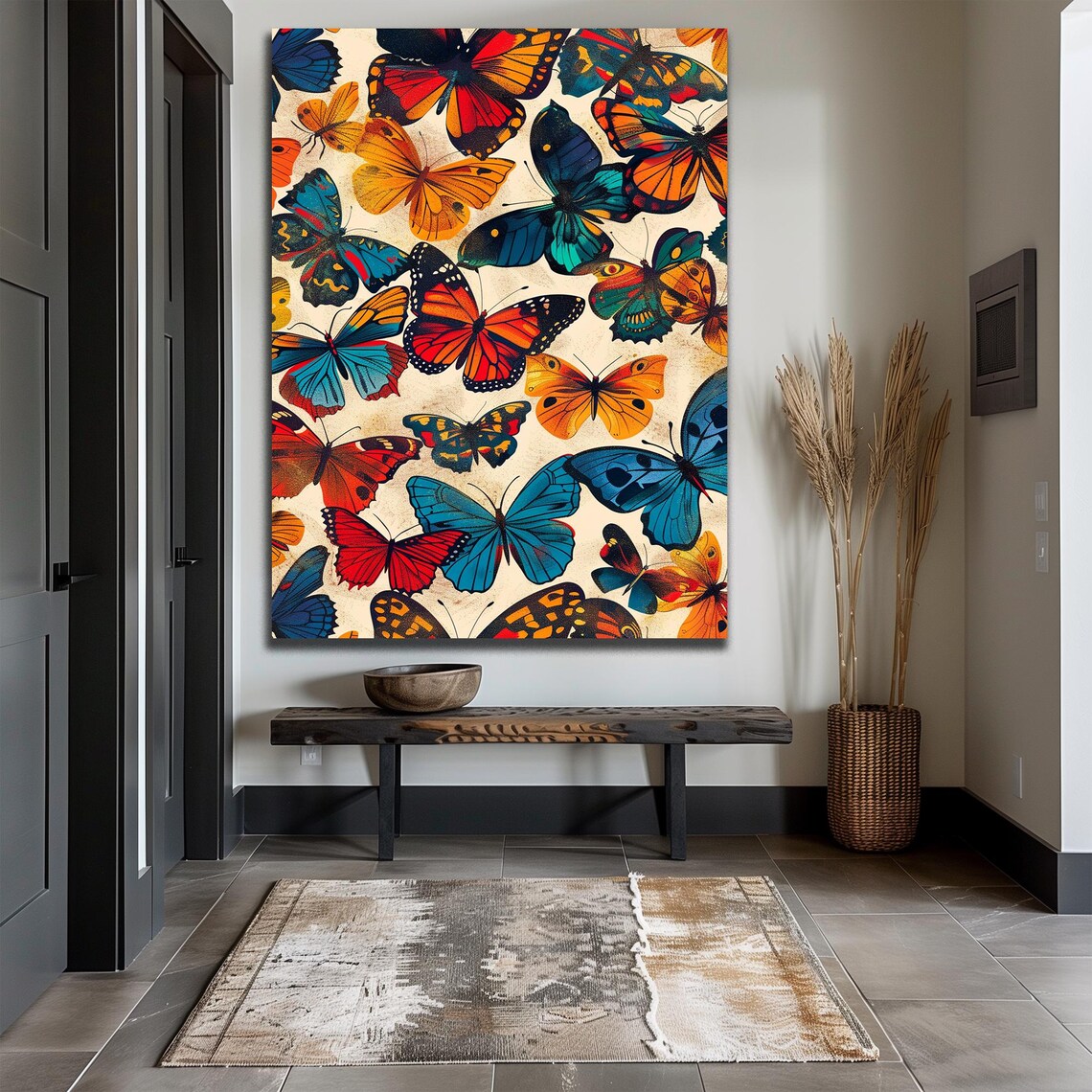 Vibrant Butterfly Collection in Vintage Naturalist Style Wall Art - Image 2