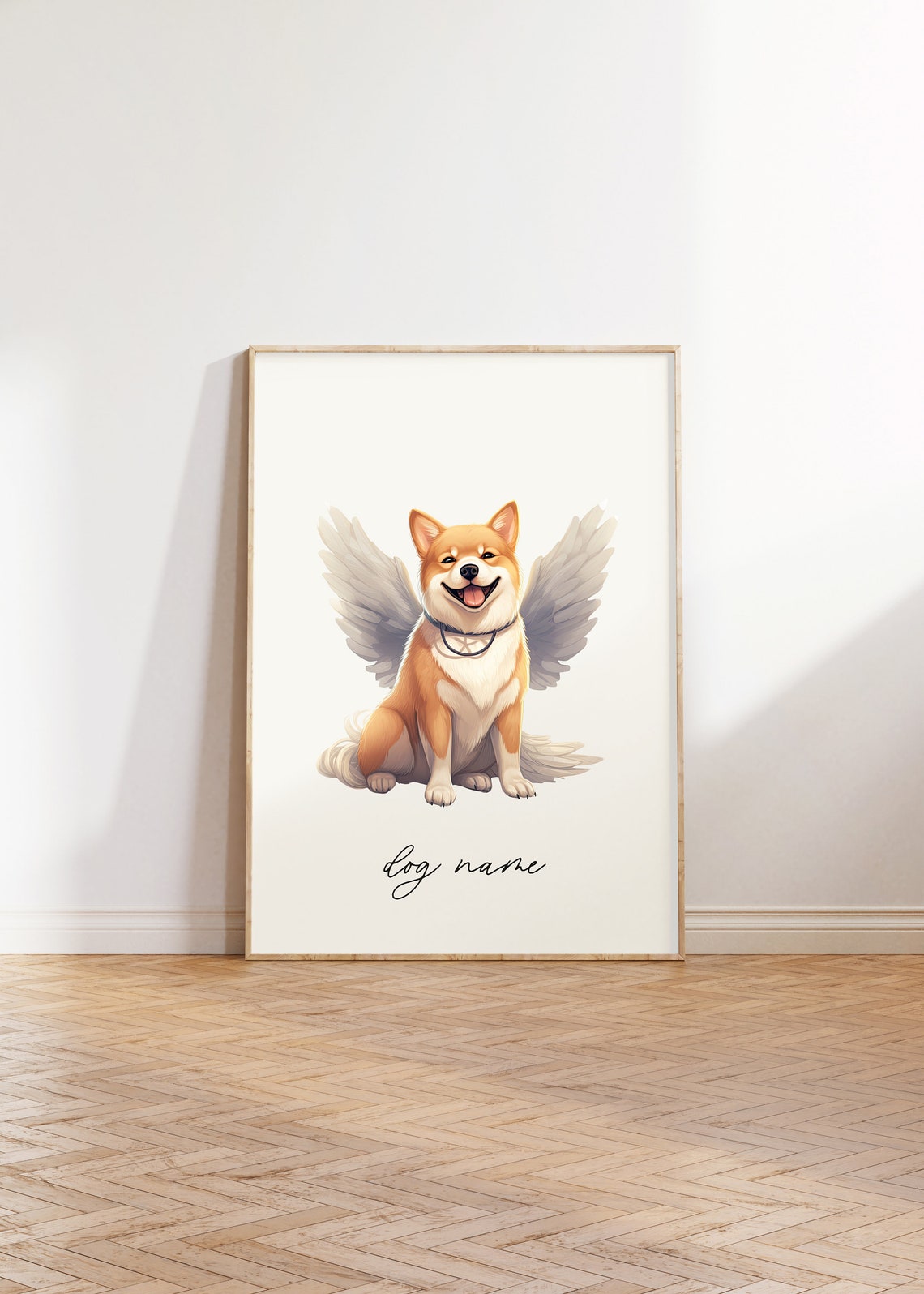 Shiba Inu Dog Memorial Rainbow Bridge Print Pet Loss Memorial Gift Portrait Angel Dog Print Pet Loss Sympathy Gift Custom Dog Painting - Image 3