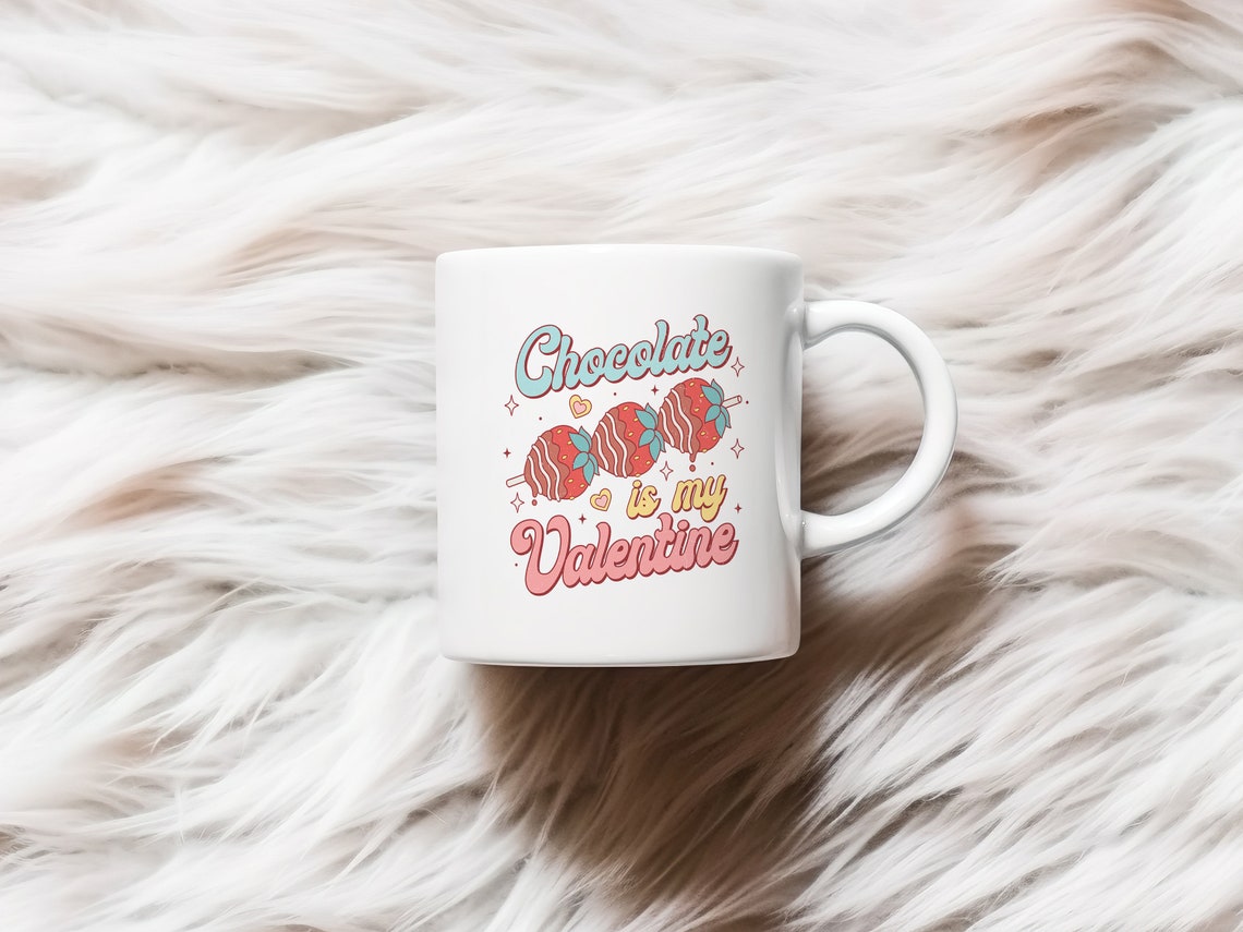 Chocolate Is My Valentine Retro Strawberry Sweets Quote Poster - Image 2