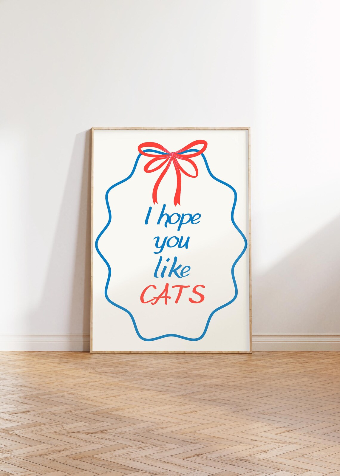I Hope You Like Cats Funny Cat Quote With Bow Typography Poster - Image 2