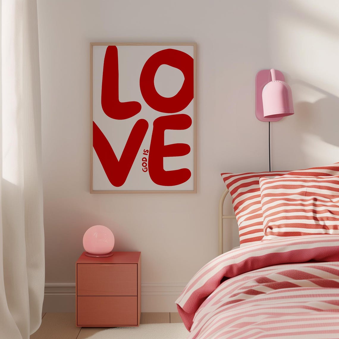 God Is Love Bold Red Typography Modern Faith Christian Poster - Image 3