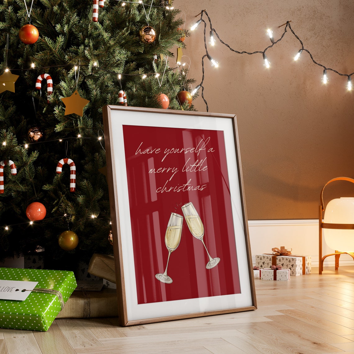 Have Yourself A Merry Little Christmas Red Champagne Toast Poster - Image 3