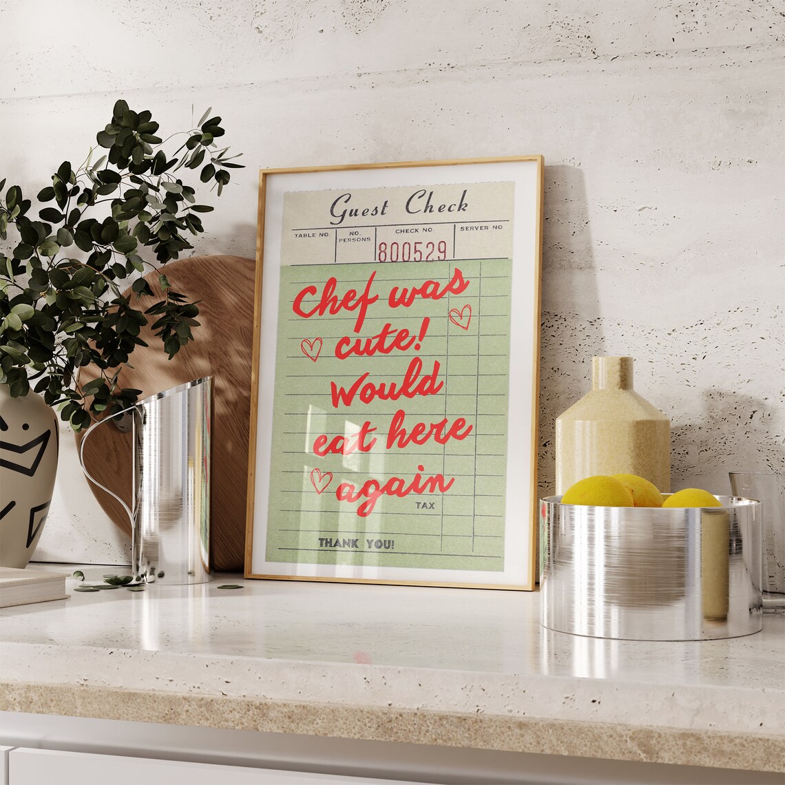 Chef Was Cute Retro Guest Check Kitchen Poster - Image 4