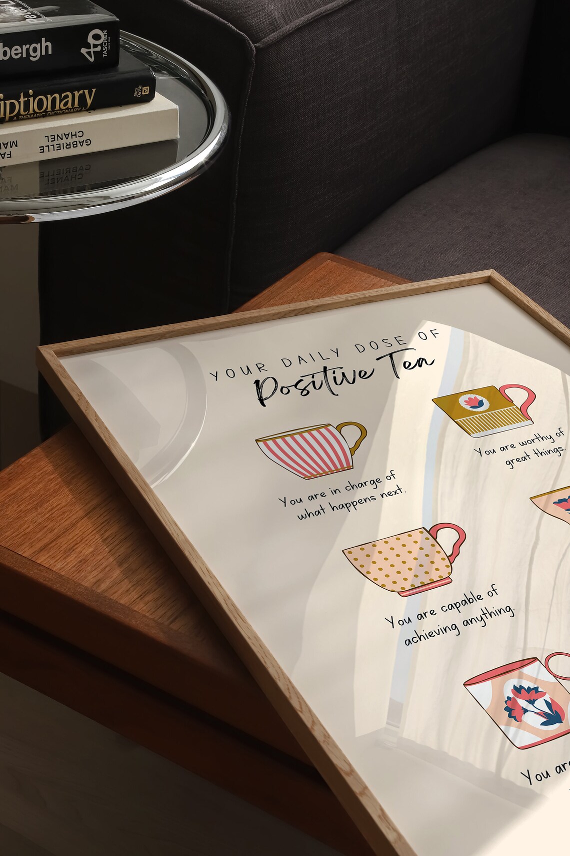 Daily Dose Of Positive Tea Affirmation Teacups Mental Health Poster - Image 3