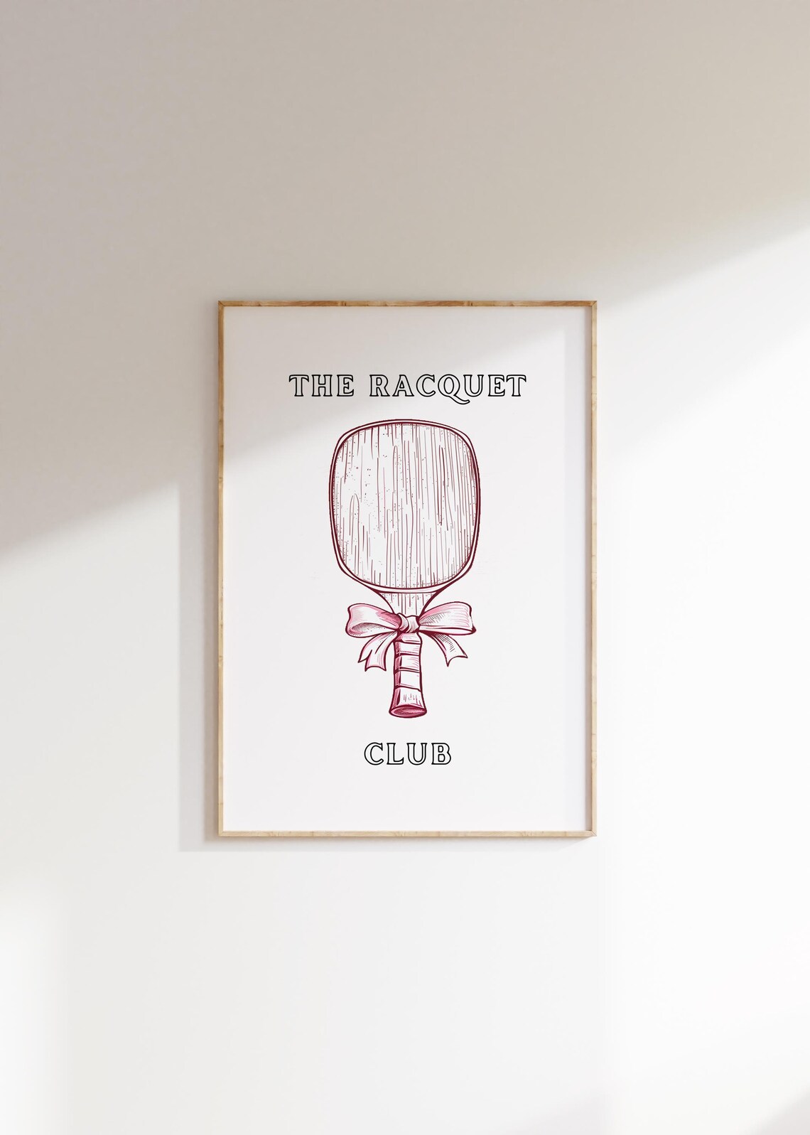 The Racquet Club Pink Pickleball Paddle With Bow Girly Sports Poster - Image 5