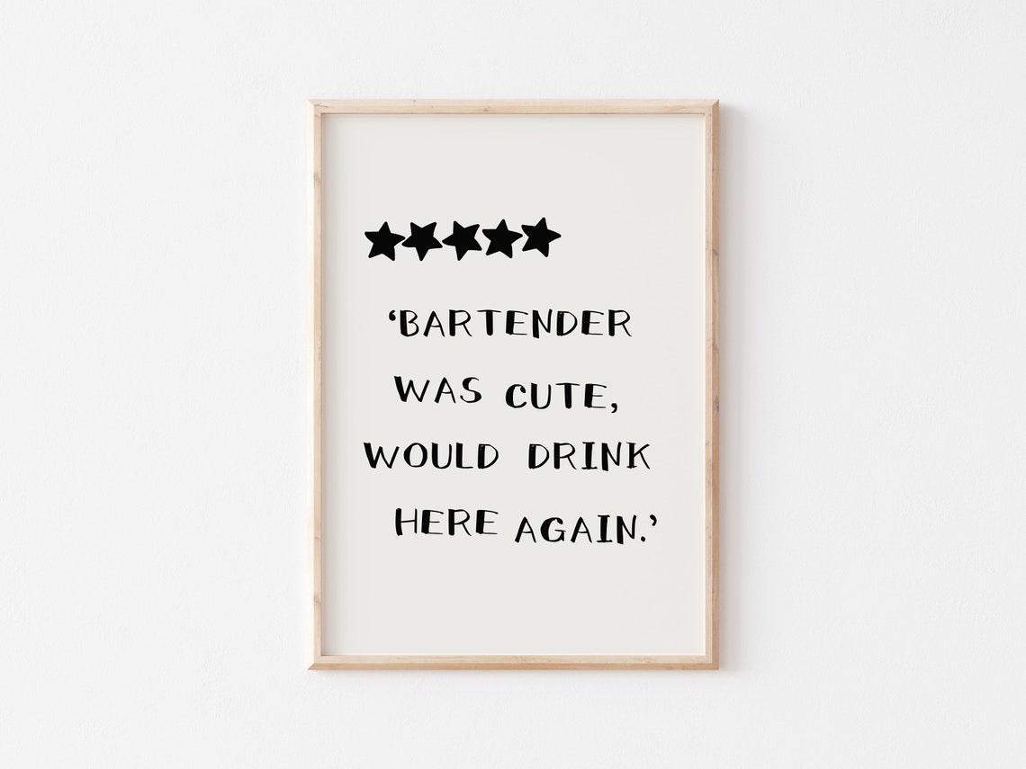 Bar Cart Bar Cart Decor Aesthetic Kitchen Decor Trendy Wall Art Funky Wall Decor Bartender Was Cute Would Drink Here Again - Image 3