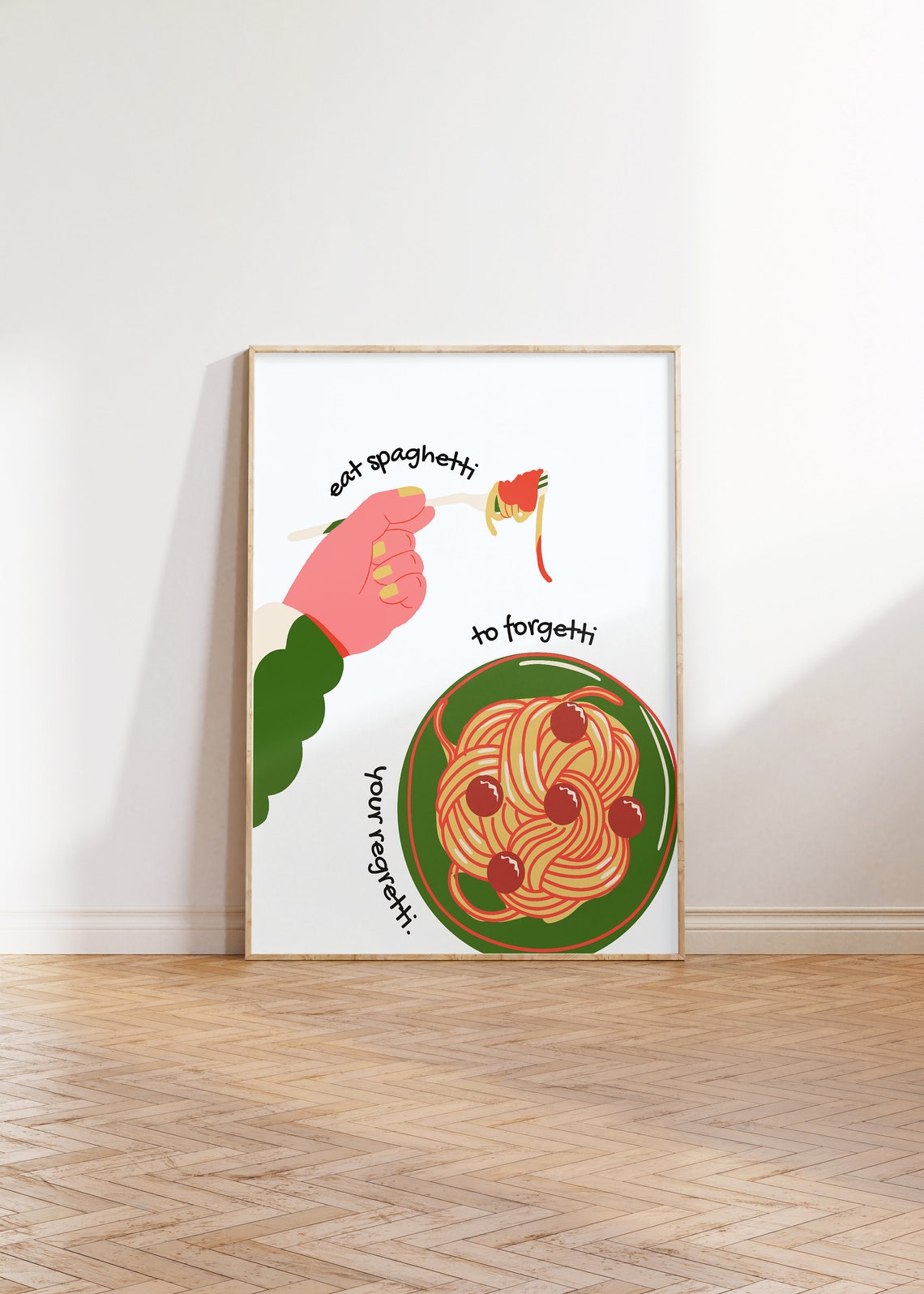 Eat Spaghetti to Forgetti Funny Italian Kitchen Food Quote Poster - Image 4