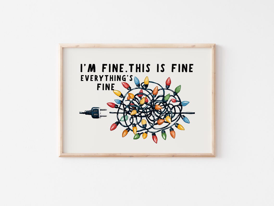 I'm Fine Everything's Fine Tangled Christmas Lights Funny Poster - Image 2