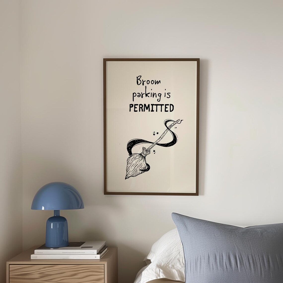 Broom Parking Is Permitted Witch Broom Ribbon Line Art Halloween Poster - Image 4