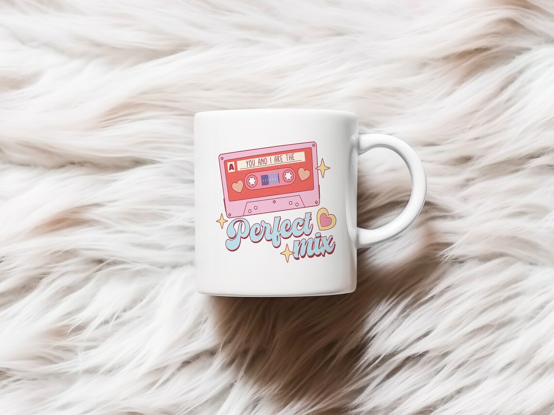 You And I Are The Perfect Mix Trendy Valentines Day Art Retro Valentines Day Png Valentines Sublimation Valentine Cassette Png - Image 2