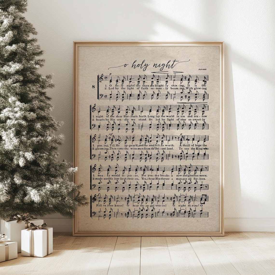 O Holy Night Vintage Christmas Carol Sheet Music Holiday Poster - Image 2
