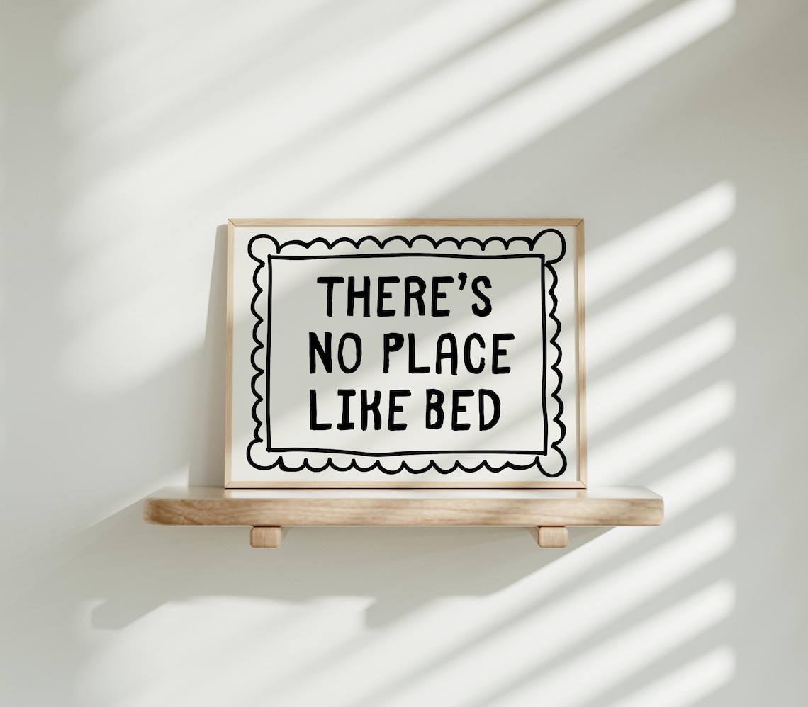 There's No Place Like Bed Retro Bedroom Art Print - Image 5