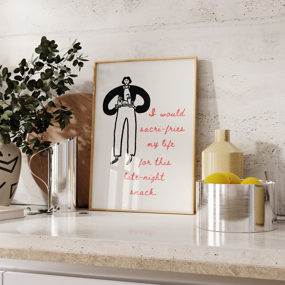 Funny French Fries Print Retro Food Posters Trendy Kitchen Decor Foodie Art Funky Kitchen Prints French Fries Quote - Image 4
