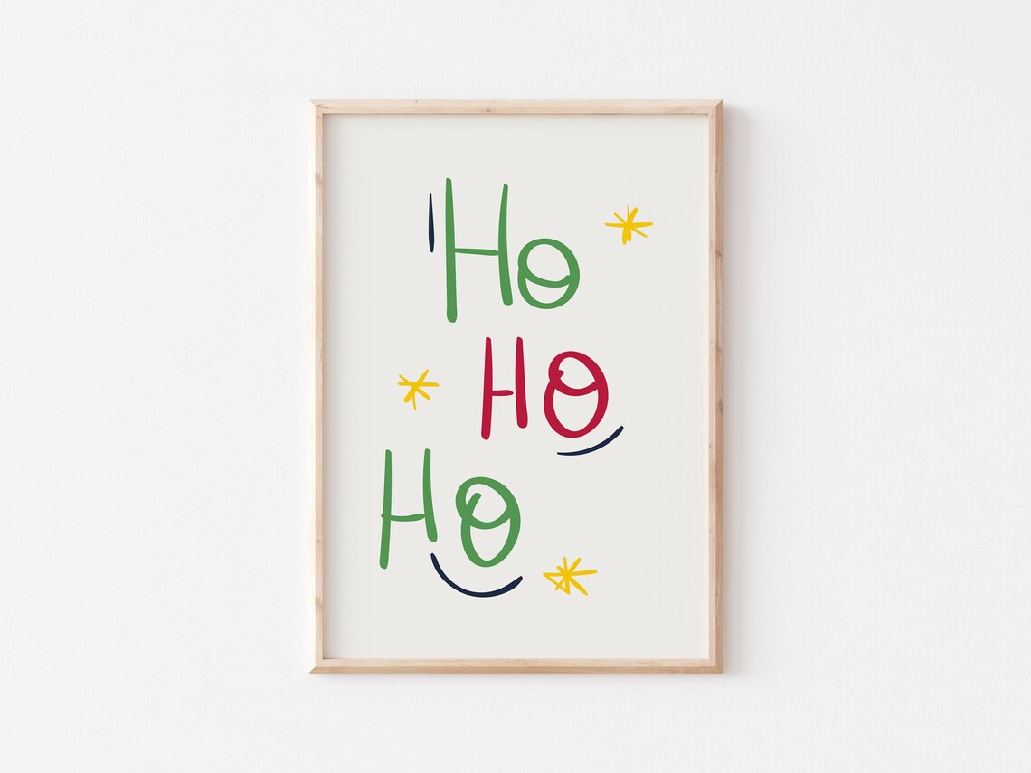 Ho Ho Ho Colorful Hand Lettered Modern Minimalist Christmas Poster - Image 5