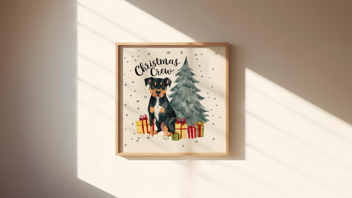 Christmas Crew Black Puppy Gifts Tree Cute Dog Holiday Poster - Image 3