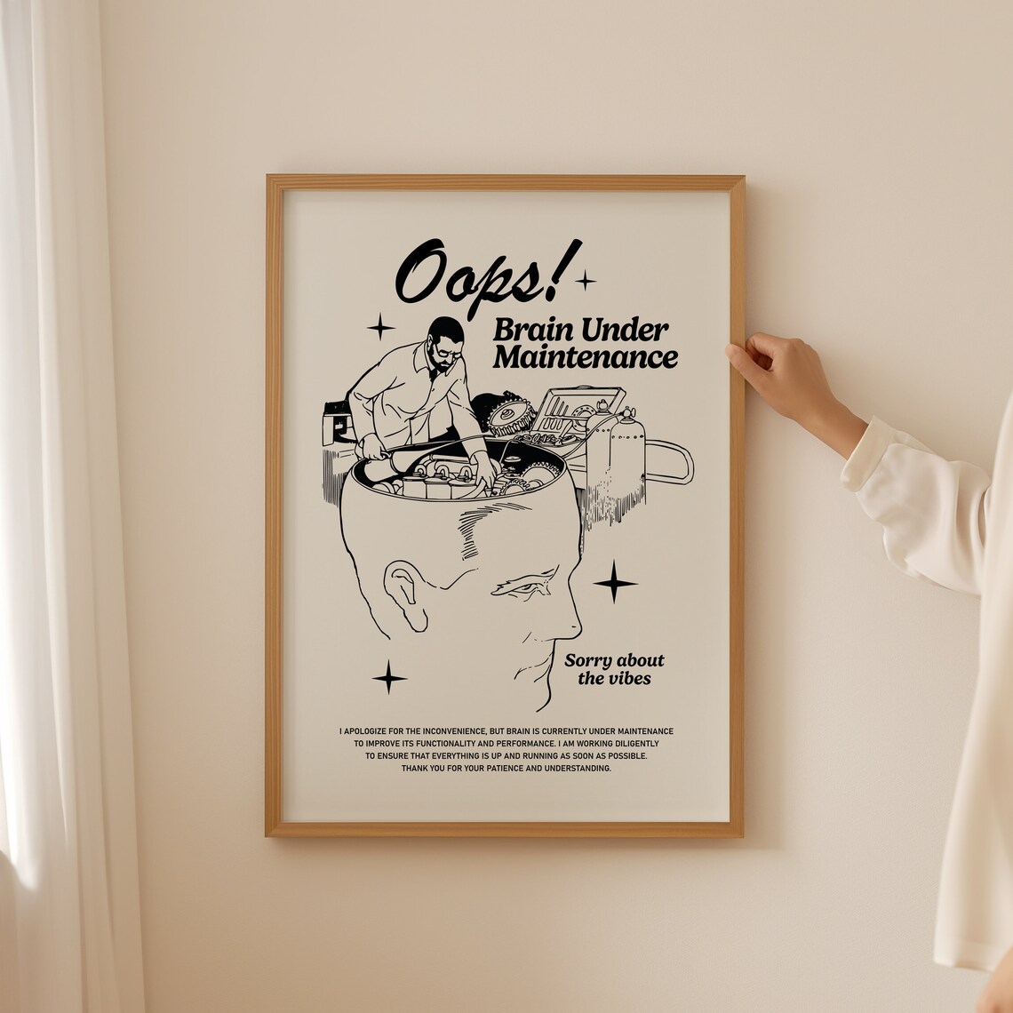 Brain Under Maintenance Retro Humor Art Print - Image 3