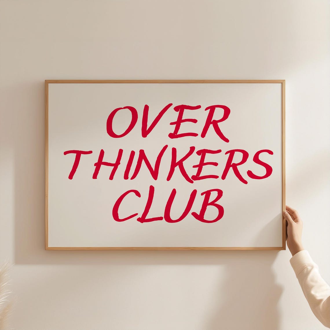 Red Script Over Thinkers Club Funny Quote Typography Art Poster