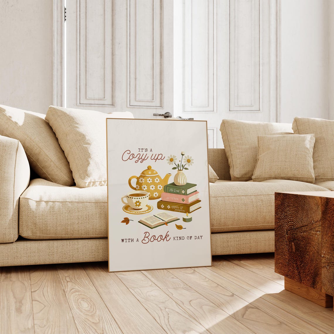 Its a Cozy Up with a Book Kind of Day Bookish Autumn Art Poster - Image 4