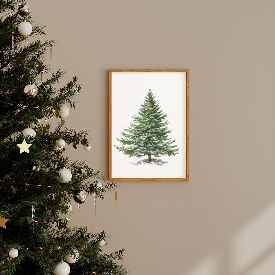 Evergreen Christmas Tree Watercolor Botanical Holiday Poster - Image 2