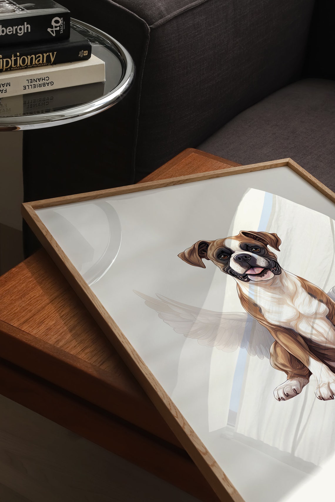 Boxer Dog Memorial Rainbow Bridge Print Pet Loss Memorial Gift Portrait Angel Dog Print Pet Loss Sympathy Gift Custom Dog Art Painting - Image 4