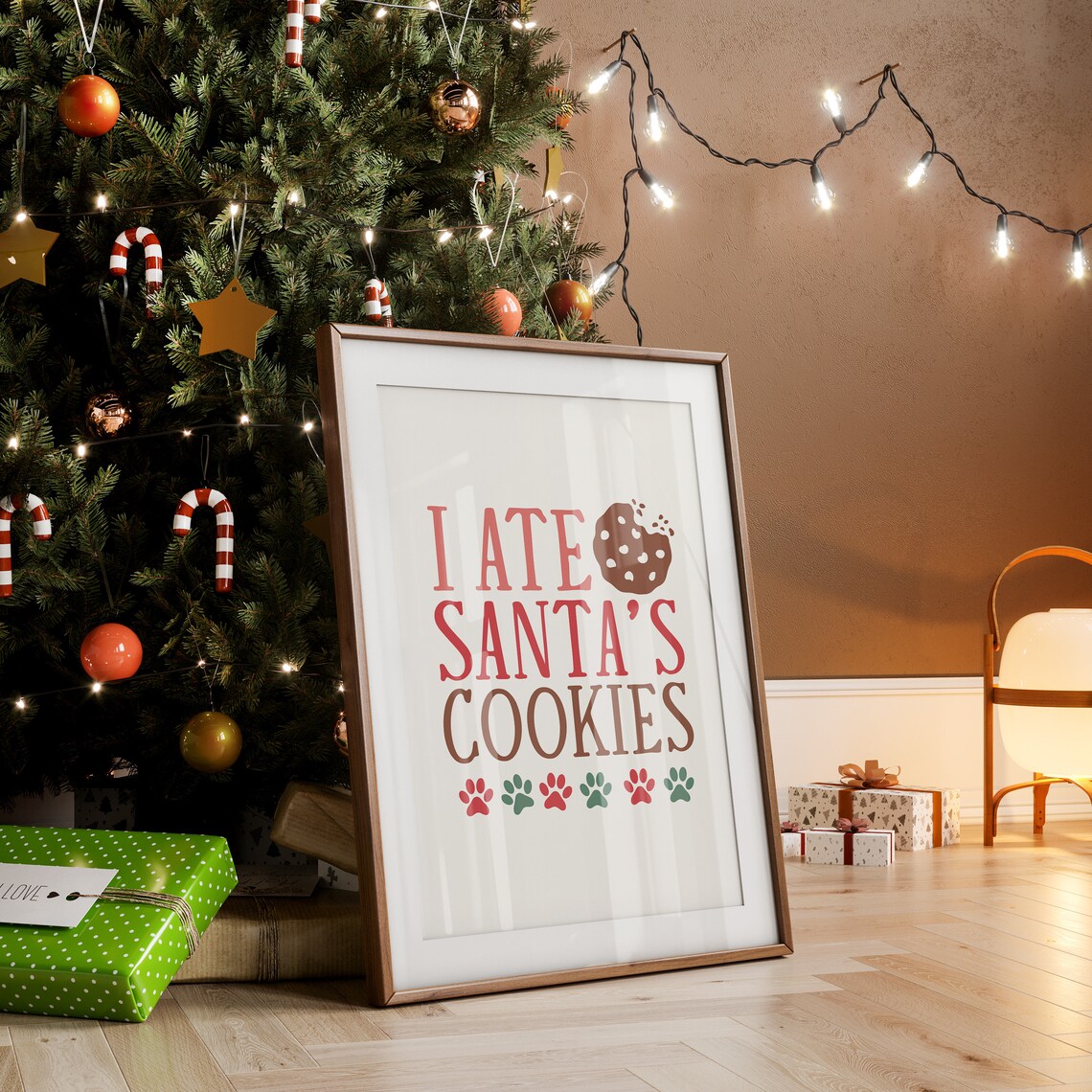 I Ate Santa's Cookies Funny Dog Cookie Thief Christmas Wall Art - Image 3