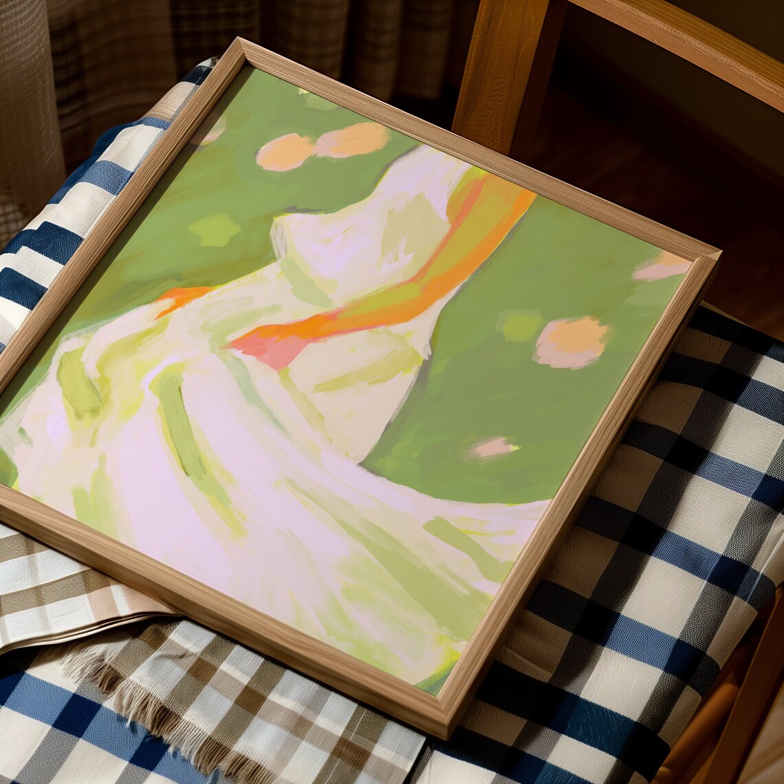 Twirling Woman In White Dress Green Garden Abstract Art Poster - Image 5